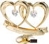 24K Gold Plated Double Heart Crystal Table Ornament for Anniversary